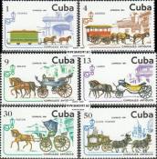 *Známky Kuba 1981 Koňská železnica a dostavníky séria MNH - Kliknutím na obrázok zatvorte -